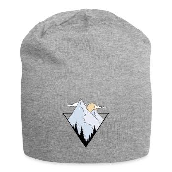Mountain logo, mountain design - Jersey Beanie - heather grey - Front