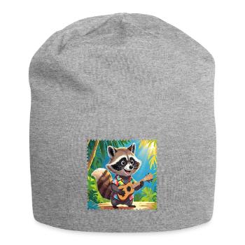Waschbär mit Ukulele 2 - Jersey-Beanie - Grau meliert - Vorne