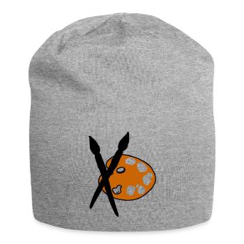 Künstler - Maler - Pinsel - Jersey-Beanie - Grau meliert - Vorne