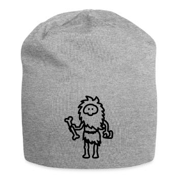 Caveman - line - Jersey Beanie - heather grey - Front