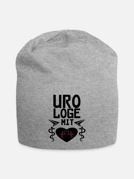 Urologe mit Herz Geschenk - Jersey-Beanie - Grau meliert