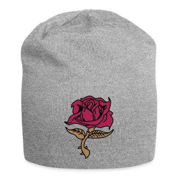 Rose (fleur) - Bonnet en jersey - gris chiné - Devant