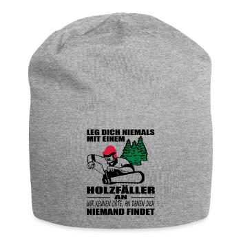 Holzfäller mit Motorsäge - Jersey-Beanie - Grau meliert - Vorne