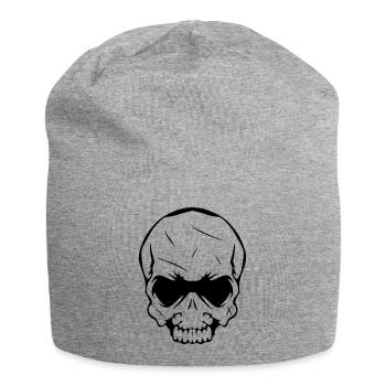 Totenkopf - Jersey-Beanie - Grau meliert - Vorne