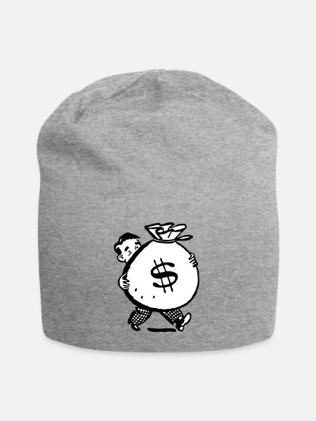 Money human gift idea sack big lot cartoon - Jersey Beanie - heather grey