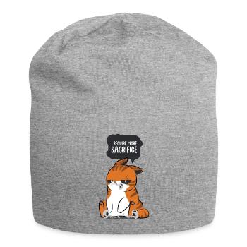 Cat hangover speech bubble cartoon gift kids animal - Jersey Beanie - heather grey - Front