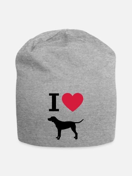 J'aime les chiens, silhouette de coeur allemand shorthair - Bonnet en jersey - gris chiné