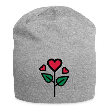 Valentine's Rose en forme de coeur - Bonnet en jersey - gris chiné - Devant