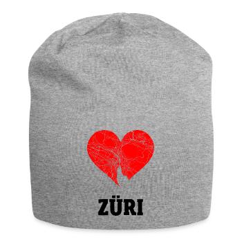 I love Zürich - Züri Schweiz Geschenk - Jersey-Beanie - Grau meliert - Vorne
