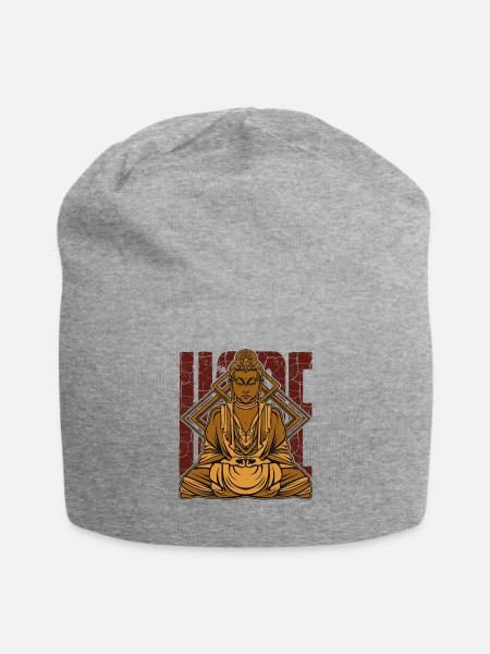 Buddha Meditation Buddhismus Yoga Geschenk - Jersey-Beanie - Grau meliert