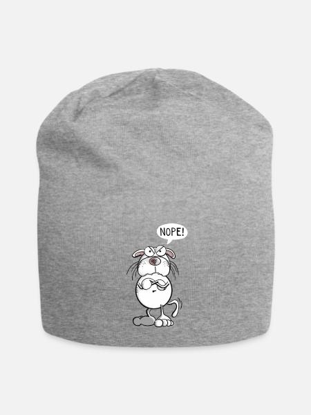 Coole Nope Katze I Lustiges Katzen Comic I Nein - Jersey-Beanie - Grau meliert