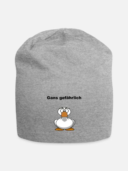 Gans gefährlich Tier Comic Wortspiel Geschenkidee - Jersey-Beanie - Grau meliert