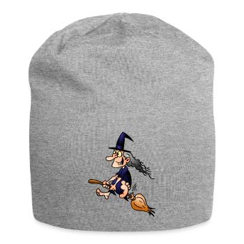 Sorcière sur un balai - Bonnet en jersey - gris chiné - Devant