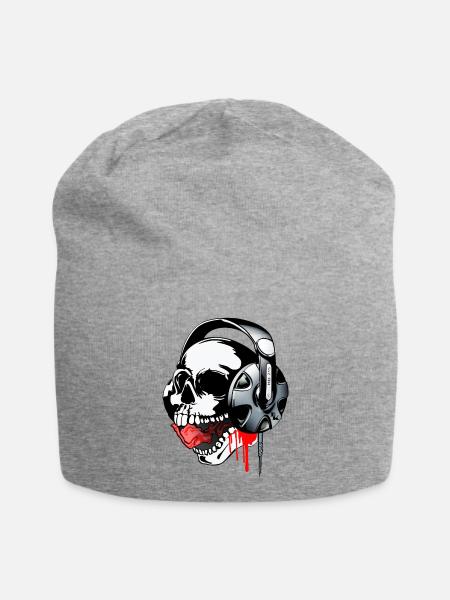 Farbe Schädel Musik von dk - Jersey-Beanie - Grau meliert