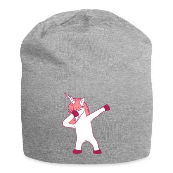 dabbing unicorn dab pose tanz gluecklich stehend e - Jersey-Beanie - Grau meliert - Vorne