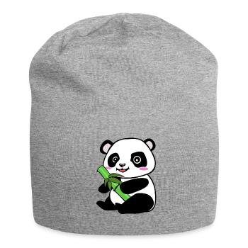 Pandabär - Jersey-Beanie - Grau meliert - Vorne