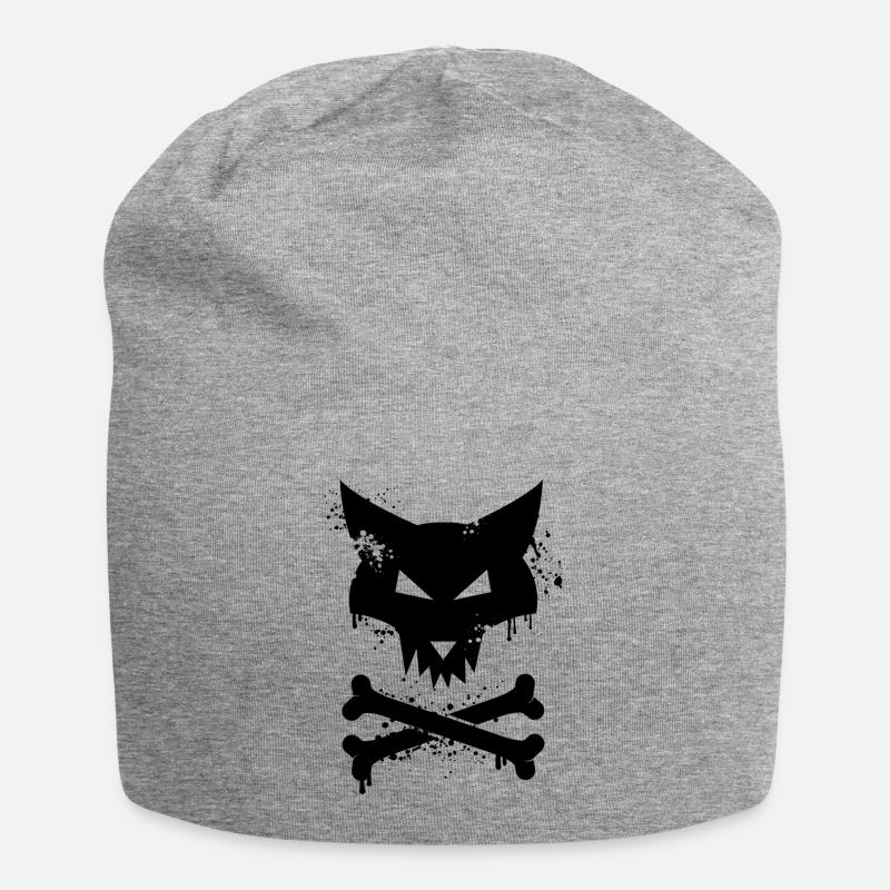Fuchs Totenkopf Graffiti in schwarz - Jersey-Beanie - Grau meliert