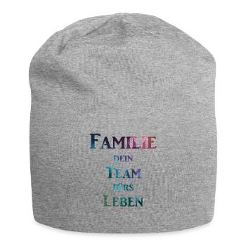 Familie dein Team fürs Leben - Jersey-Beanie - Grau meliert - Vorne