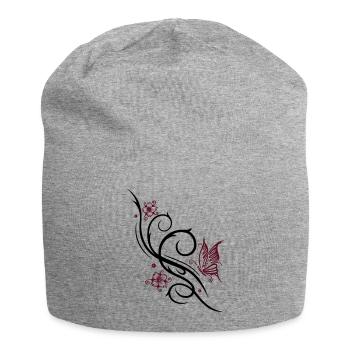 Fleurs de cerisier, fleurs de cerisier - Bonnet en jersey - gris chiné - Devant