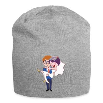 Hochzeit Ehepaar Heirat - Jersey-Beanie - Grau meliert - Vorne