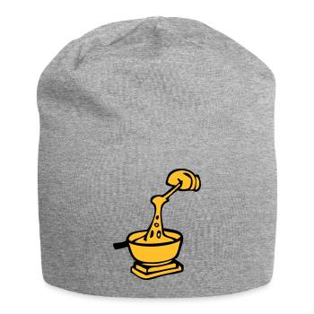 Koch Schweizer kulinarische Spezialität Fondue - Jersey-Beanie - Grau meliert - Vorne