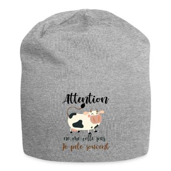 Attention ne me colle pas je pète souvent - Bonnet en jersey - gris chiné - Devant