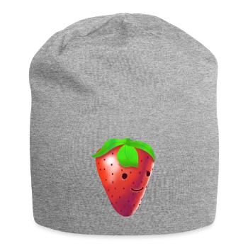 Strawberry with a friendly face - Jersey Beanie - heather grey - Front