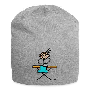 Strichmännchen bügeln - Jersey-Beanie - Grau meliert - Vorne