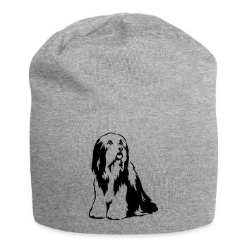 Bearded Collie - Jersey-Beanie - Grau meliert - Vorne