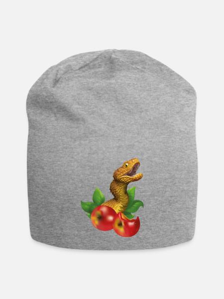 Schlange und Äpfel - Jersey-Beanie - Grau meliert