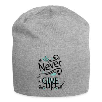 Never give up - Jersey-Beanie - Grau meliert - Vorne