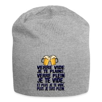alcool humour verre vide plains plein biere citati - Bonnet en jersey - gris chiné - Devant