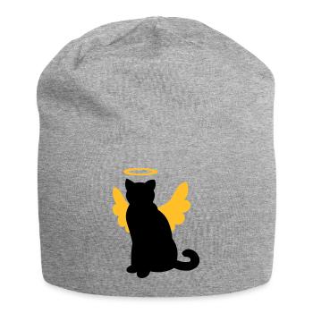 Chat aux ailes d'ange et halo - Bonnet en jersey - gris chiné - Devant