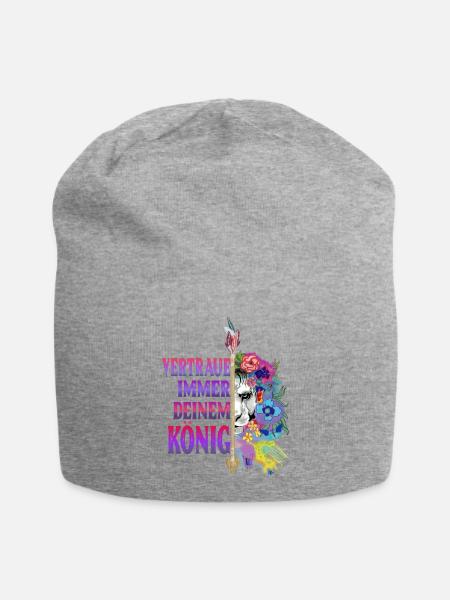 Löwin Pärchen Design! - Jersey-Beanie - Grau meliert