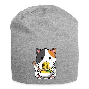 Katze Ramen Nudelsuppe - Jersey-Beanie - Grau meliert - Vorne