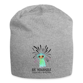Be Yourself Print | Cute Secretary Bird - Jersey Beanie - heather grey - Front