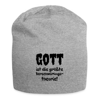 GOTT ist die größte VERSCHWÖRUNGSTHEORIE Spruch - Jersey-Beanie - Grau meliert - Vorne