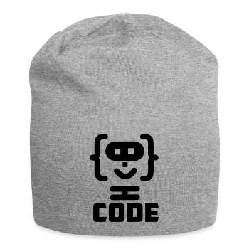 Logo de code de programmeur hacker avec texte CODE - Bonnet en jersey - gris chiné - Devant