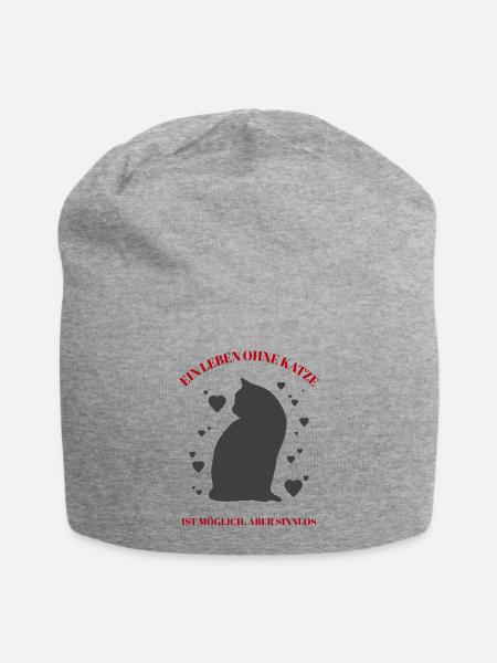 Katzen-Leben - Jersey-Beanie - Grau meliert