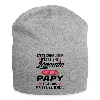 légende et papy / humour grand-père / humour papy - Bonnet en jersey - gris chiné - Devant