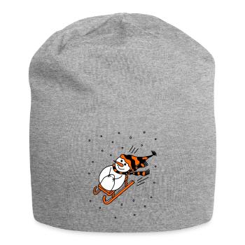 Sleigh Riding Snowman - Jersey Beanie - heather grey - Front