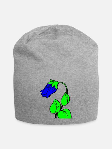Blumen - Jersey-Beanie - Grau meliert