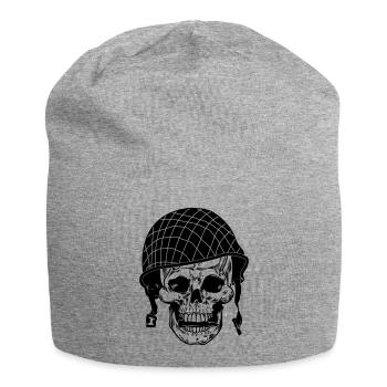 Skull soldier with bullet and helmet - Jersey Beanie - heather grey - Front