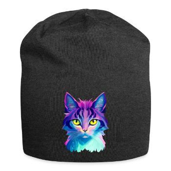 Katze Bunt - Jersey-Beanie - Anthrazit - Vorne