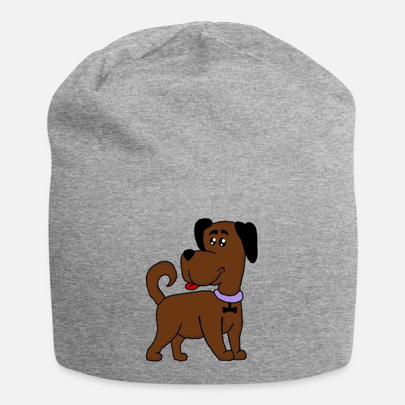 Chien mignon avec la langue - Bonnet en jersey - gris chiné