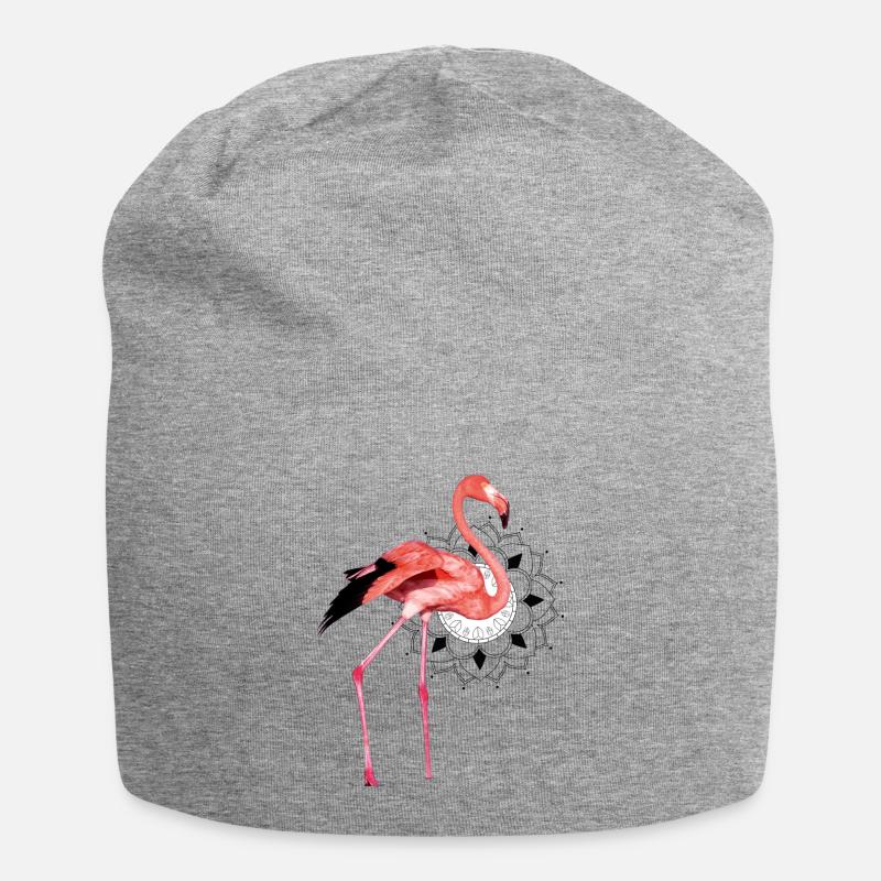 Flamant rose - Bonnet en jersey - gris chiné