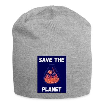 PLANET. TAG DER ERDE. ÖKOLOGIE. GARTEN. BAUM - Jersey-Beanie - Grau meliert - Vorne