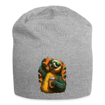 Cooles Bier trinkendes Faultier - Jersey-Beanie - Grau meliert - Vorne