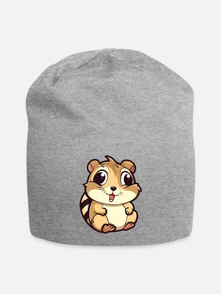 Streifenhörnchen - Jersey-Beanie - Grau meliert