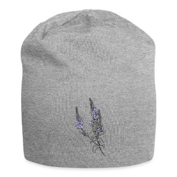 Lila Salbeiblüten - Jersey-Beanie - Grau meliert - Vorne